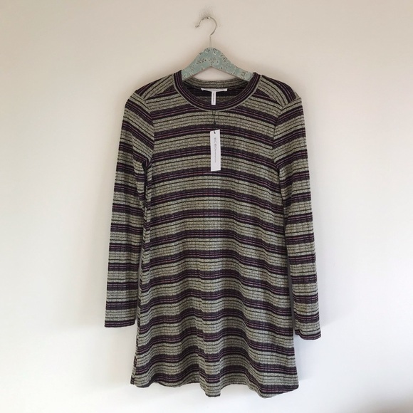 NWT BCBGeneration Striped A-Line Dress Metallic - Picture 1 of 7